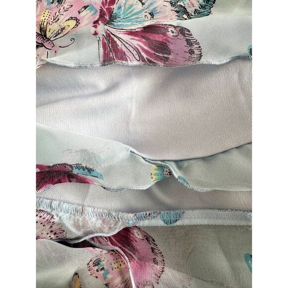 Vintage Y2K Amy Byer Blue Butterfly Print Chiffon Dress size Juniors Medium - Picture 7 of 7